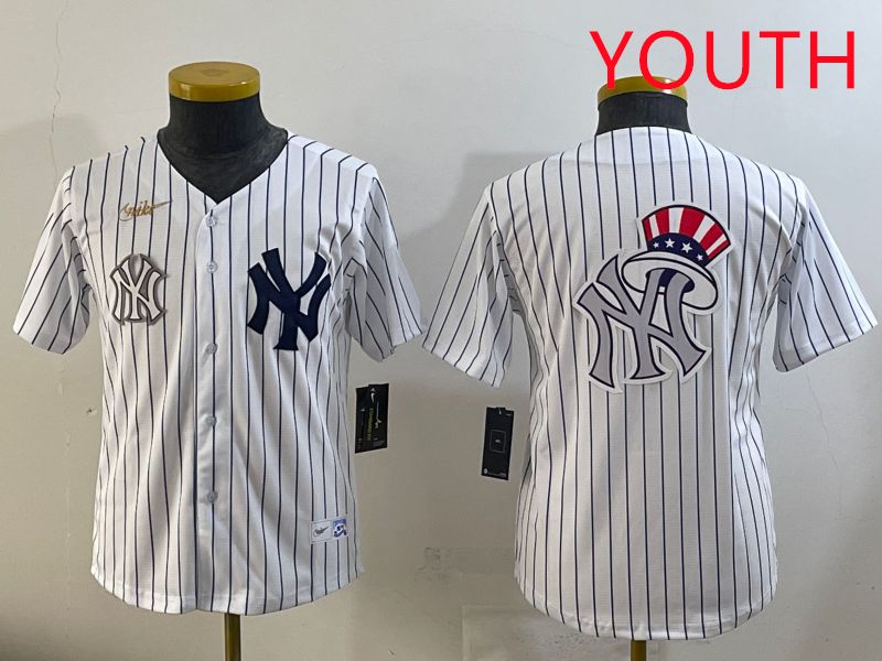 Youth 2025 New York Yankees Blank White Stripe Throwback Nike MLB Jersey style 14
